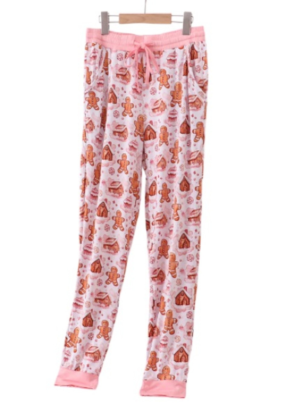 ⭐️Abby & Evie Pink Gingerbread House Bamboo Pants Loungewear NWT